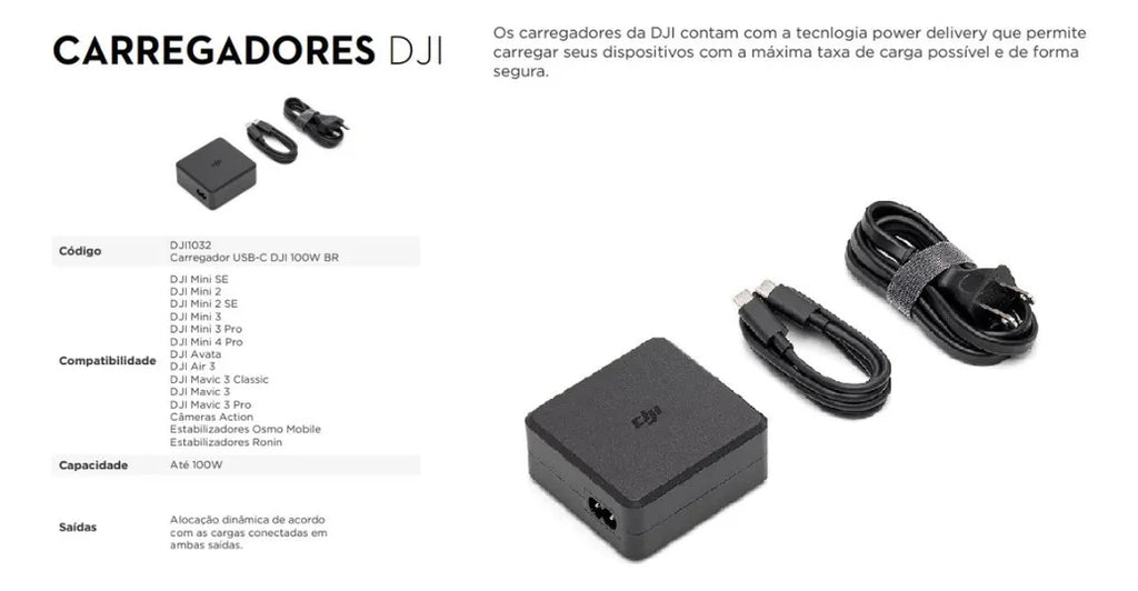 Fonte Carregador USB-C DJI 100W